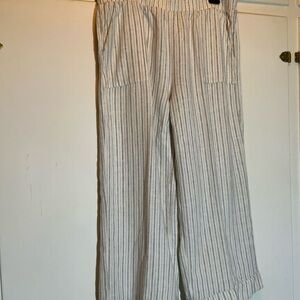 Time and Tru Gray and White Striped Wide Leg Linen Pants